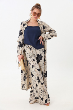 Брюки, кардиган, топ NikVa 976-5 лилии - фото 1