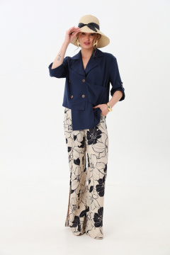 Брюки, жакет NikVa 979-1 индиго_лилии - фото 2