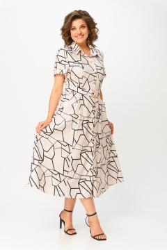 Платье Swallow 844.2 льняной_принт/черная_геометрия - фото 5