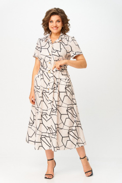 Платье Swallow 844.2 льняной_принт/черная_геометрия - фото 3