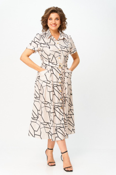 Платье Swallow 844.2 льняной_принт/черная_геометрия - фото 2