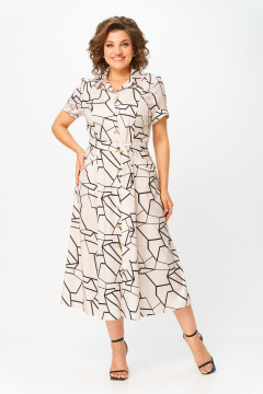 Платье Swallow 844.2 льняной_принт/черная_геометрия - фото 1