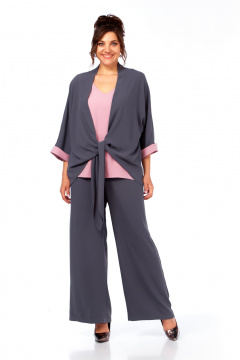 Брюки, кардиган, майка Диомант 2083 графит-розовый - фото 1