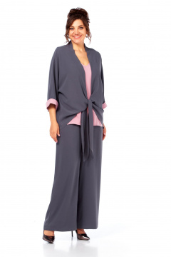 Брюки, кардиган, майка Диомант 2083 графит-розовый - фото 5