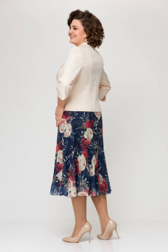 Жакет, платье Slaviaelit 166 пудровый+т.синий_цветы - фото 3