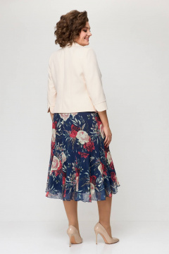 Жакет, платье Slaviaelit 166 пудровый+т.синий_цветы - фото 2