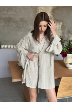 Рубашка, шорты THE.WOMAN 0323 бежевый-1 - фото 3