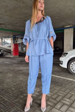 Блуза, брюки Shymoda 441-25 голубой - фото 3