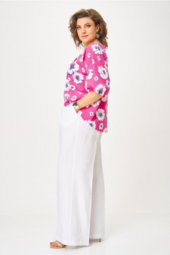 Блуза, брюки Andina city 9071-25 белый-фуксия - фото 2