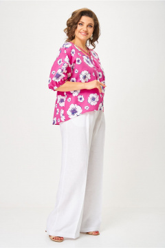 Блуза, брюки Andina city 9071-25 белый-фуксия - фото 5