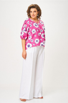 Блуза, брюки Andina city 9071-25 белый-фуксия - фото 4