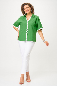 Блуза, брюки Andina city 9078-25 белый-зеленый - фото 5