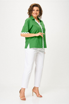 Блуза, брюки Andina city 9078-25 белый-зеленый - фото 4