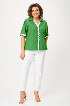 Блуза, брюки Andina city 9078-25 белый-зеленый - фото 1