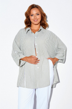 Рубашка Liona Style 897 оливка_полоска - фото 4