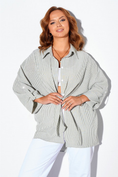 Рубашка Liona Style 897 оливка_полоска - фото 1