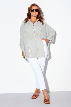 Брюки, рубашка Liona Style 898 оливка_полоска - фото 2