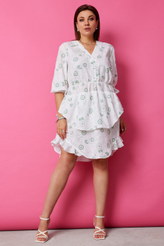 Платье BegiModa 1056 шалфей_на_белом - фото 3