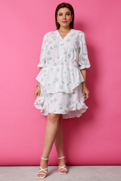 Платье BegiModa 1056 шалфей_на_белом - фото 2