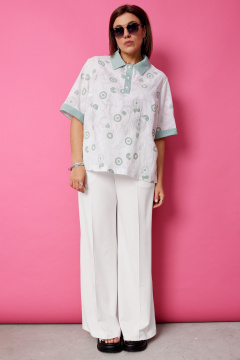 Блуза BegiModa 4132 шалфей_на_белом - фото 1