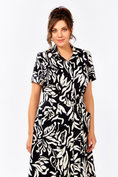 Платье Swallow 844.4 черный/молочный_принт - фото 4