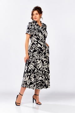 Платье Swallow 844.4 черный/молочный_принт - фото 3