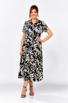 Платье Swallow 844.4 черный/молочный_принт - фото 2