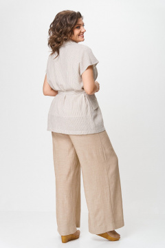 Брюки, жилет, топ Michel chic 1429 бежевый-белый_полоска_узкакая - фото 5