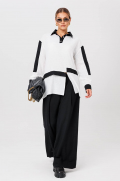 Блуза, брюки Anastasia 1242 бело-черный - фото 4