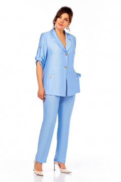 Брюки, жакет Ольга Стиль С-852 голубой - фото 3