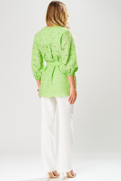 Блуза, брюки Laikony L-253 салатовый+белый - фото 4
