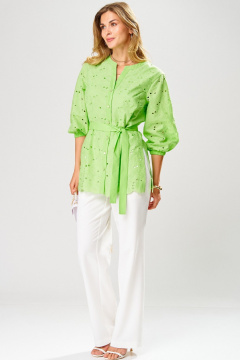 Блуза, брюки Laikony L-253 салатовый+белый - фото 1