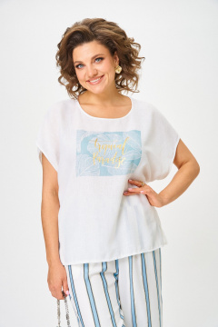 Брюки, топ Michel chic 1431 белый-голубая_полоска - фото 5