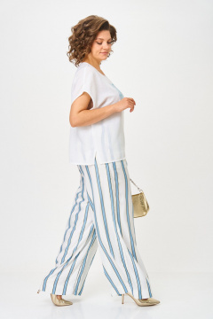 Брюки, топ Michel chic 1431 белый-голубая_полоска - фото 3
