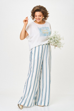 Брюки, топ Michel chic 1431 белый-голубая_полоска - фото 2