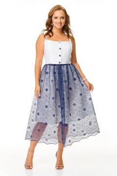 Сарафан, юбка T&N 7667 белый-синий - фото 1