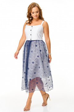 Сарафан, юбка T&N 7667 белый-синий - фото 2