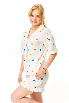 Блуза, шорты T&N 7673 молоко-сердечки - фото 5