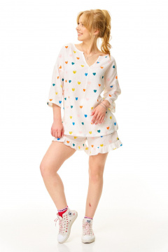 Туника, шорты T&N 7675 молоко-сердечки - фото 5