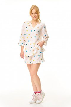 Туника, шорты T&N 7675 молоко-сердечки - фото 1