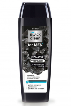 Гель Belita Black clean FOR MEN-Гель-ДУШ для мытья волос, тела и бороды - фото 1