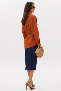 Блуза, юбка Ларс Стиль 1094 терракотовый-синий - фото 5