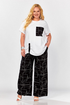 Блуза, брюки Koketka i K 1297 черный+белый - фото 1