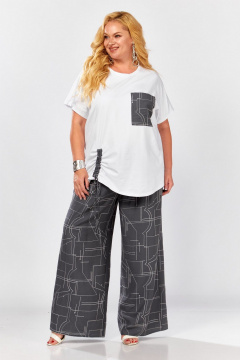 Блуза, брюки Koketka i K 1297-1 серый+белый - фото 4