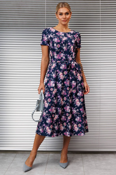 Жакет, платье Мода Юрс 2854 синий_цветы - фото 2