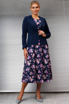 Жакет, платье Мода Юрс 2854 синий_цветы - фото 1