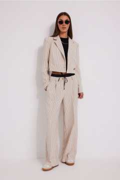 Брюки, жакет, топ N.O.W. 1598 беж_полоска_черный - фото 1