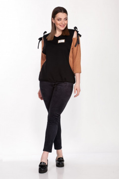 Комплект женский демисезонный из трикотажа с леггинсами Belinga 2136 терракот - фото 1