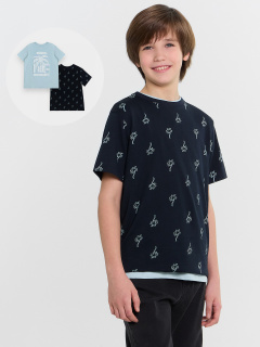 Футболка Mark Formelle 113379-2/25-37884П-0 голубая_дымка_пальмы_на_т.синем_2_сл_1изд_печ_на_ - фото 5