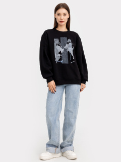 Свитшот Mark Formelle 122934/1/24-25407П-7П черный_печать_3_сл_на_пол_ДКна_спинке - фото 5